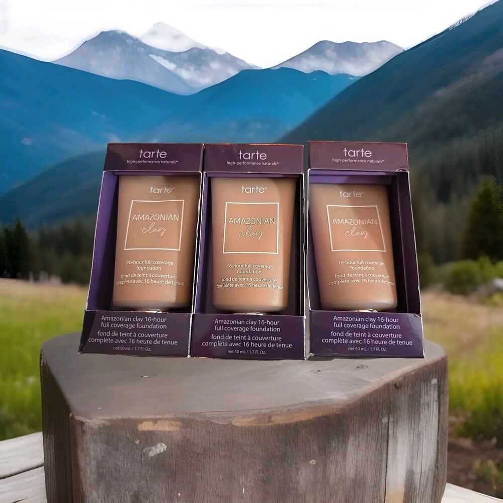 3X Deal Tarte Clay 16 Hour Full Coverage Foundation 47H TAN DEEP HONEY 50 ml NIB